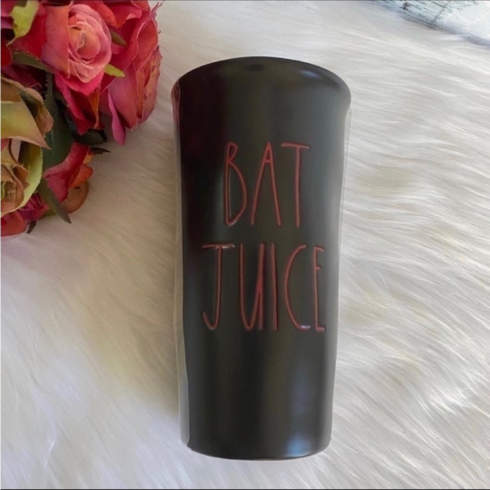Rae Dunn Black BAT JUICE Ceramic Halloween Tumbler